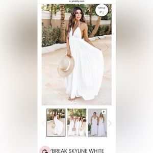 Pink Lily Sz M Daybreak Skyline White Halter Dress